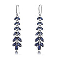 Silver Tone Leaf Tassel Crystal Six Designs Metal Dangle Earrings view 10