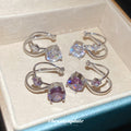 Silver Double Band Ear Cuff With Colored Square Crystals view 1