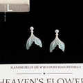 Silver Tone Pale Aqua Fishtail Pearl Like Drop Stud Earrings view 4