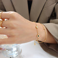 Double Layer Disc Bracelet Shell Acrylic Gold Steel view 4
