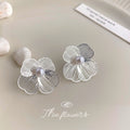Openwork Line Flower Stud Earrings Pearl Center Gold Silver view 4