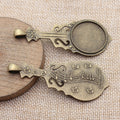 Two Finish Violin Round Pendant Setting Metal Jewelry Making Component view 2