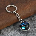 Zodiac Constellation Round Dome Keychain with Metal Ring and Chain view 6