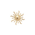 Gold Tone Metal Sunburst Brooch Pin Round Dome Center view 5