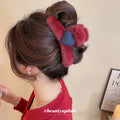 Faux Fur Heart Claw Clip Soft Plush Hair Clamp 2 Colors view 3