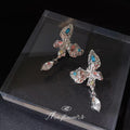 Silver Liquid Butterfly Earrings Multicolor Crystal Drop view 6