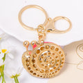 Rhinestone Enamel Snail Keychain Gold Tone Ring Lobster Clasp view 4