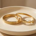 Double Layer Clasp Bangle Bracelets Gold Steel Knot Band view 4