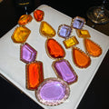 Gold Geometric Resin Statement Necklace Drop Earrings Set view 4