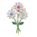 Floral Bouquet Crystal Two Designs Metal Brooch Pin view 1