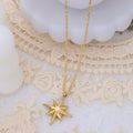Gold Eight-Point Star Pendant Necklace Fine Cable Chain view 1