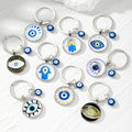 Evil Eye Glass Cabochon Keychain 9 Blue Eye Styles view 1