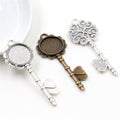 Ornate Key Shaped Round Cabochon Pendant Bezel Trays view 5