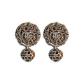 Gunmetal Filigree Double Circle Drop Stud Earrings view 5