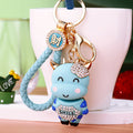 Jeweled Smiling Calf Keychains in Five Colors with Matching Fortune Loops view 9
