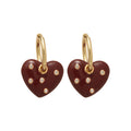 Gold Tone Crystal Heart Drop Huggie Earrings in Two Colors view 5