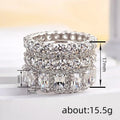 Rectangular Clear Stone Three-Ring Stacking Set In Silver Tone view 4
