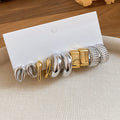 Gold and Silver Heart C-Shape Stud Earring Multi Sets view 7