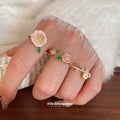 Gold Open Rings Pearl Heart Flower Double Band Styles view 4