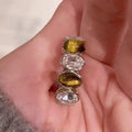 Brown Crystal Oval Open Band Ring Decorative Jewelry Design view 4