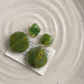 Gold Tone Green Square And Large Round Disc Drop Stud Earrings view 2