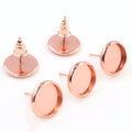 Round Bezel Stud Earring Posts in Mixed Metal Tones view 3