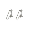 Silver Crystal Shooting Star Chain Climber Stud Earrings view 5