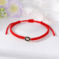 Red Woven Cord Oval Evil Eye Adjustable Bracelets in Six Colors view 3