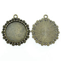 Floral Edge Round Cabochon Pendant Trays in Four Styles view 1