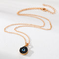 Gold Tone Black and White Druzy Round Blue Evil Eye Pendant Necklaces view 4