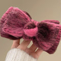 Fuzzy Acrylic Bow Claw Clips Green Pink Blue Styles view 2