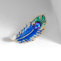 Blue Gold Tone Peacock Crystal Enamel Metal Brooch Pin view 4
