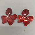 Layered Resin Flower Petal Stud Earrings in Four Colors view 7