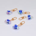 Gold Tone Iridescent Heart Acrylic Evil Eye Clip Keychain view 4