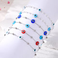 Silver Tone Evil Eye Link Chain Bracelets in Six Bead Designs view 1