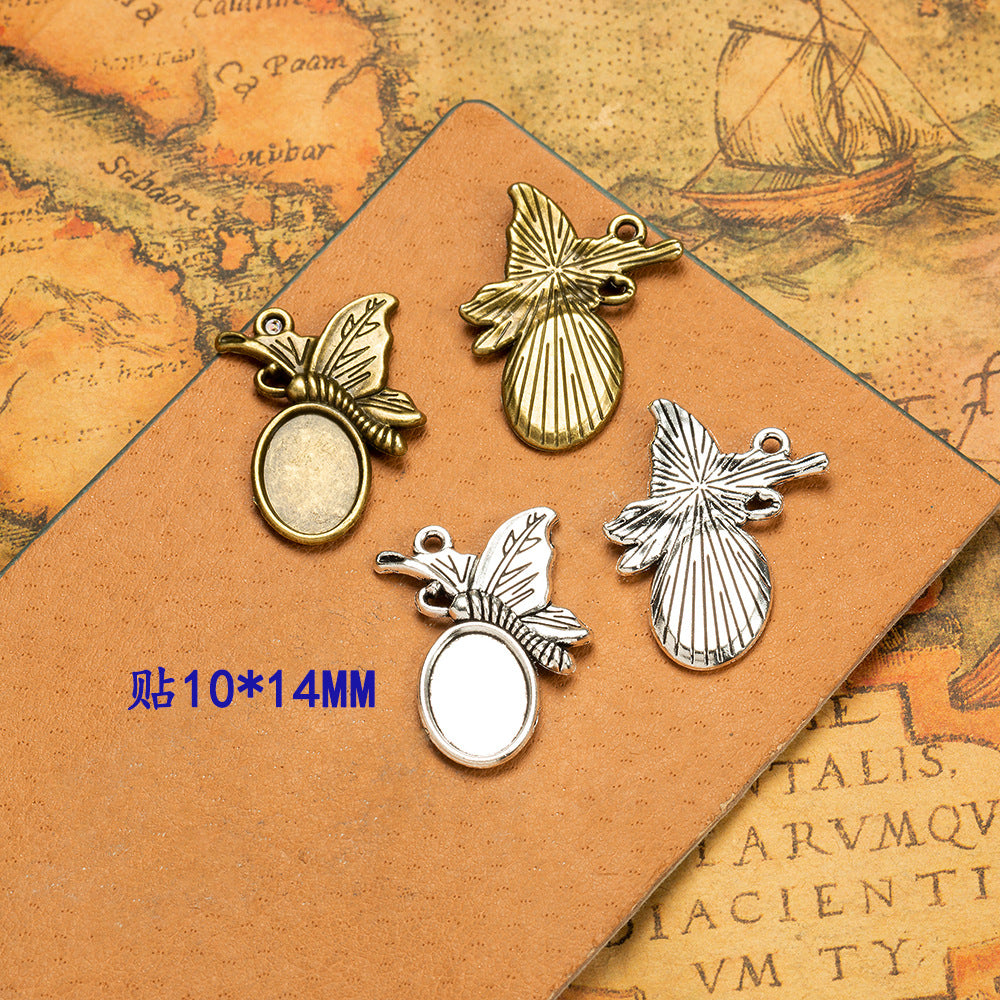 Butterfly Bezel Setting Pendant Base for 14x10mm Cabochon
