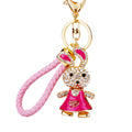 Jeweled Rabbit Girl Keychain in a Colored Enamel Dress view 5