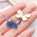 Colorful Enamel Zinc Alloy Butterfly Charm Pendant for DIY Bracelet Necklace Keychain
