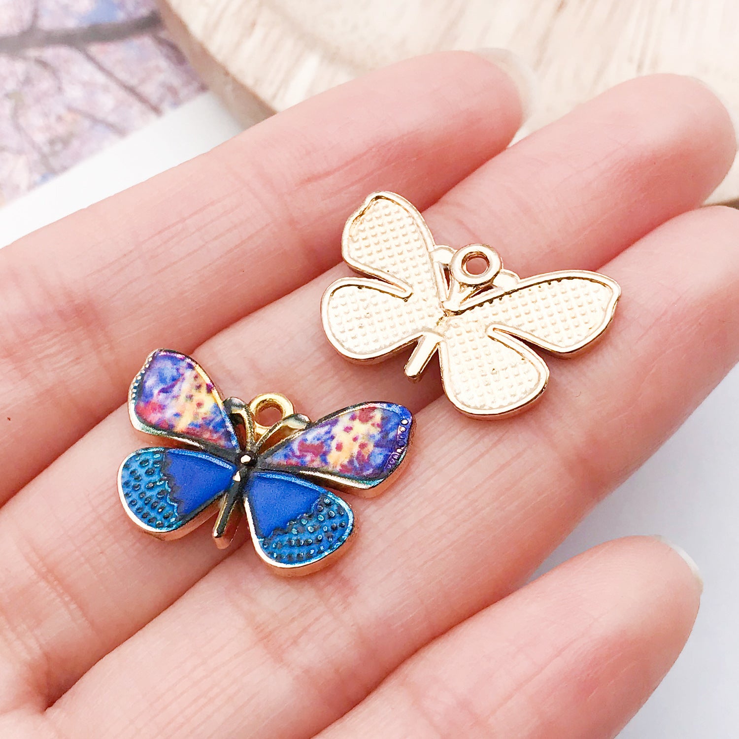 Colorful Enamel Zinc Alloy Butterfly Charm Pendant for DIY Bracelet Necklace Keychain