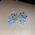 Crystal Flower Stud Earrings With Pastel Bow Drops view 6