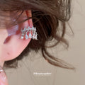 Silver Crystal Drop Ear Clip Pearl Flower Clip Open Ring view 3