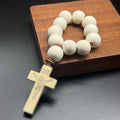 Wooden Cross Decade Rosary Beads Natural Crucifix Loop view 3
