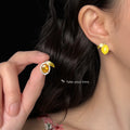 Asymmetric Yellow And Amber Faceted Lemon Stud Earrings For Women view 2