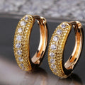 Pave Dome Small Huggie Hoop Earrings In Polished Gold Tone view 1
