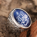 Antique Silver Arabic Calligraphy Black Oval Stone Ring Sizes 6-10 view 5