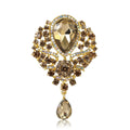 Large Teardrop Glass Court Brooch Six Crystal Color Pin view 1