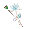 Enamel Lotus Stem Brooch In 2 Color Variants For Jackets and Scarves view 7