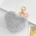 Fluffy Faux Fur Pom Pom Keychain with Glitter Flower Charm view 4