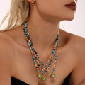 Evil Eye Enamel Pendant Multicolor Natural Stone Bead Necklace view 2