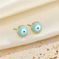 Gold Rim Round Evil Eye Enamel Stud Earrings Four Colors view 6